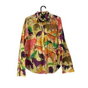 J. Crew Factory Multicolor Animal Print Button Down Shirt I have pants too